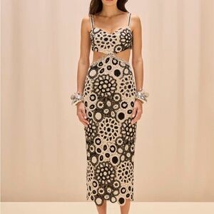 PatBo Coral Crotchet Cutout Midi Dress